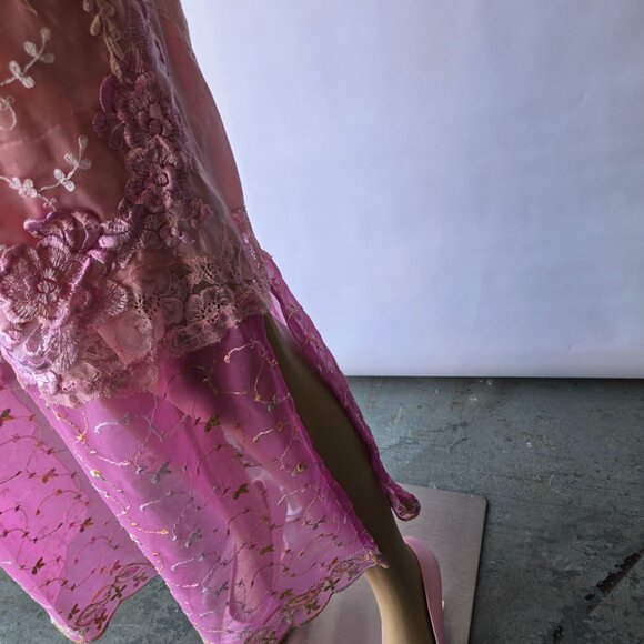 One-of-a-Kind Rose Garden Slip Dress - Vintage Lace & Embroidered Chiffon - Picture 6 of 11